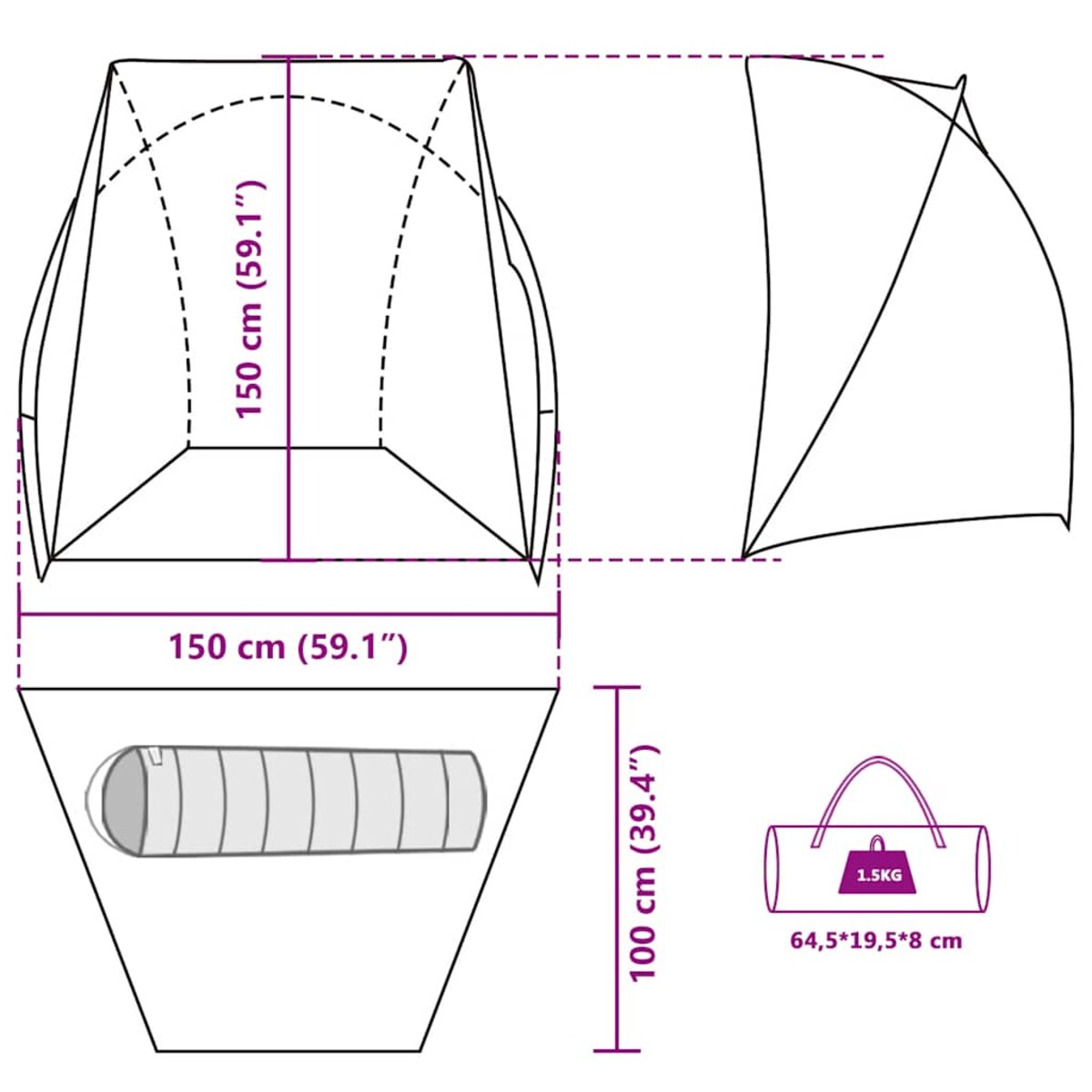 vidaXL Namiot wędkarski, brązowy, wodoszczelny