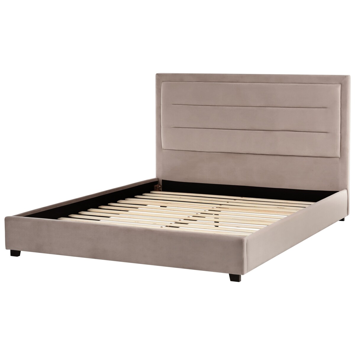 Łóżko Welur ROUEN 160 x 200 cm Beżowoszary