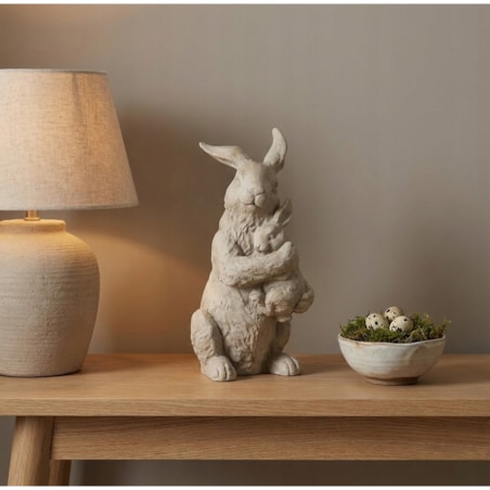ZAJĄC WIELKANOCNY FIGURKA KRÓLIK ZAJĄCZEK SZARA BOHO NA WIELKANOC PREZENT