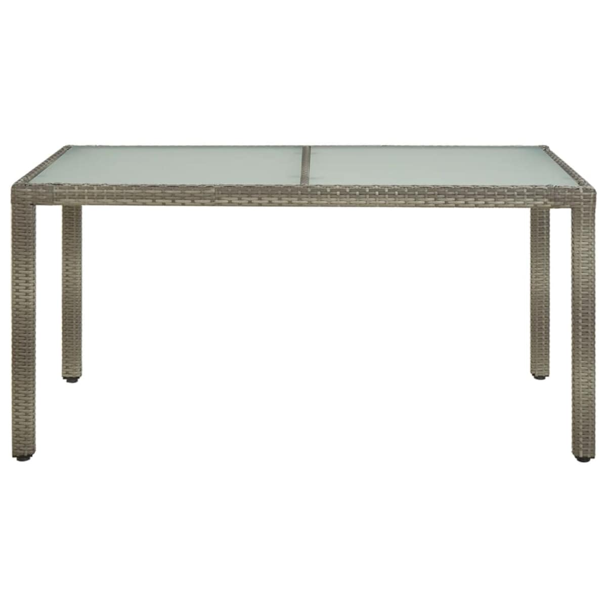 vidaXL Stół ogrodowy, 150x90x75 cm, szkło hartowane i rattan PE, szary