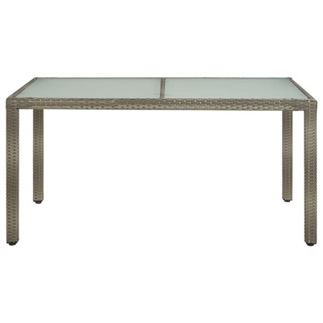 vidaXL Stół ogrodowy, 150x90x75 cm, szkło hartowane i rattan PE, szary