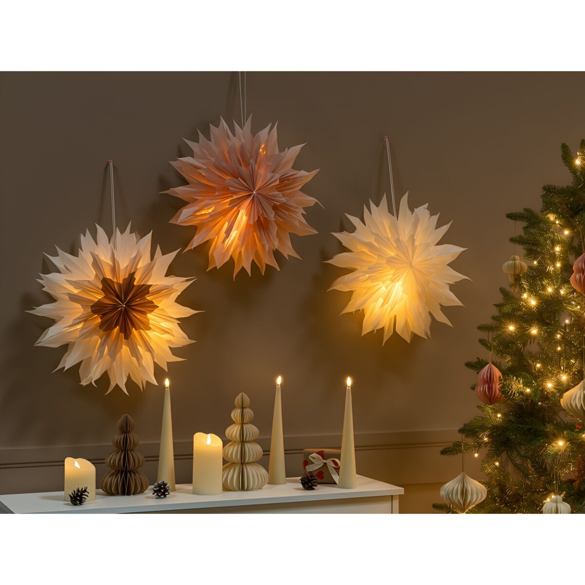 Zestaw 3 dekoracji wiszących LED FORSAN 41 cm Gwiazda Kolorowy