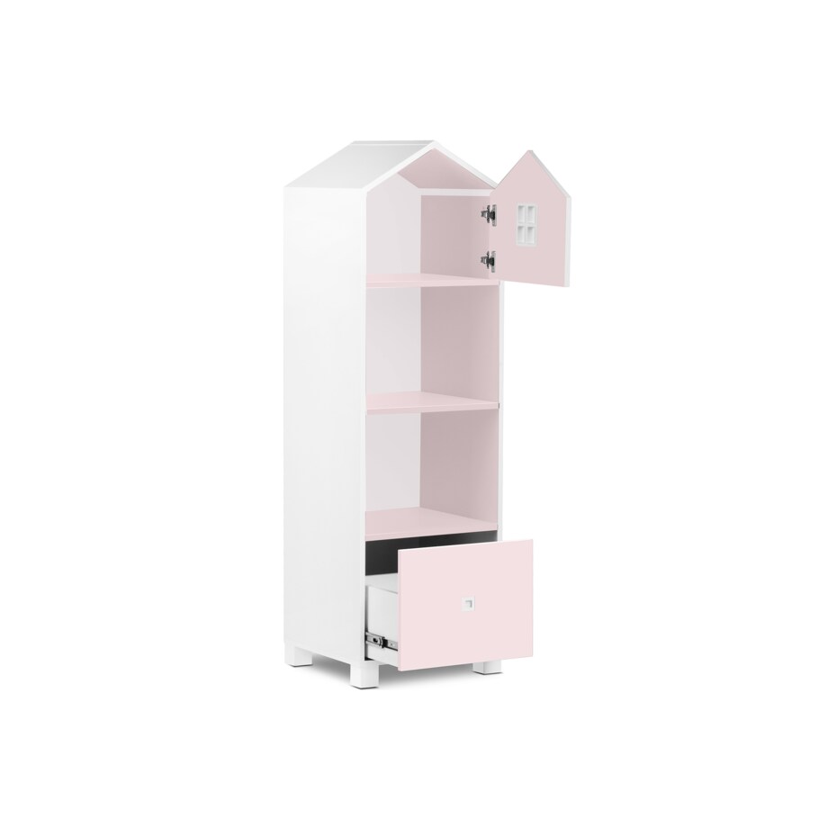 KONSIMO MIRUM Różowy regał z szufladą w kształcie domku dla dziewczynki