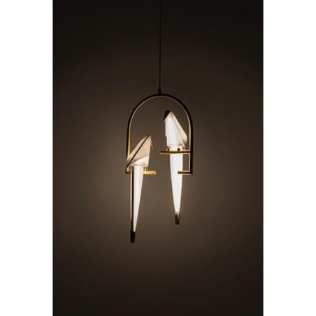 Wisząca lampa Loro MD8113-2 LED 19W ptaki białe złote