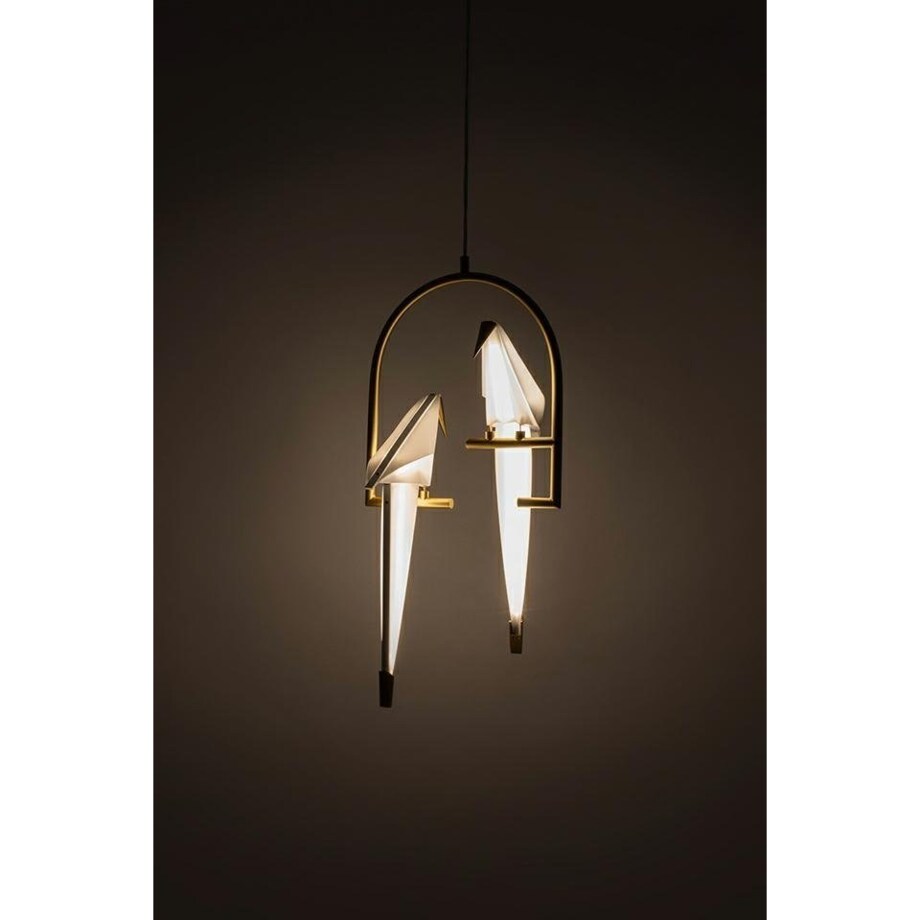 Wisząca lampa Loro MD8113-2 LED 19W ptaki białe złote