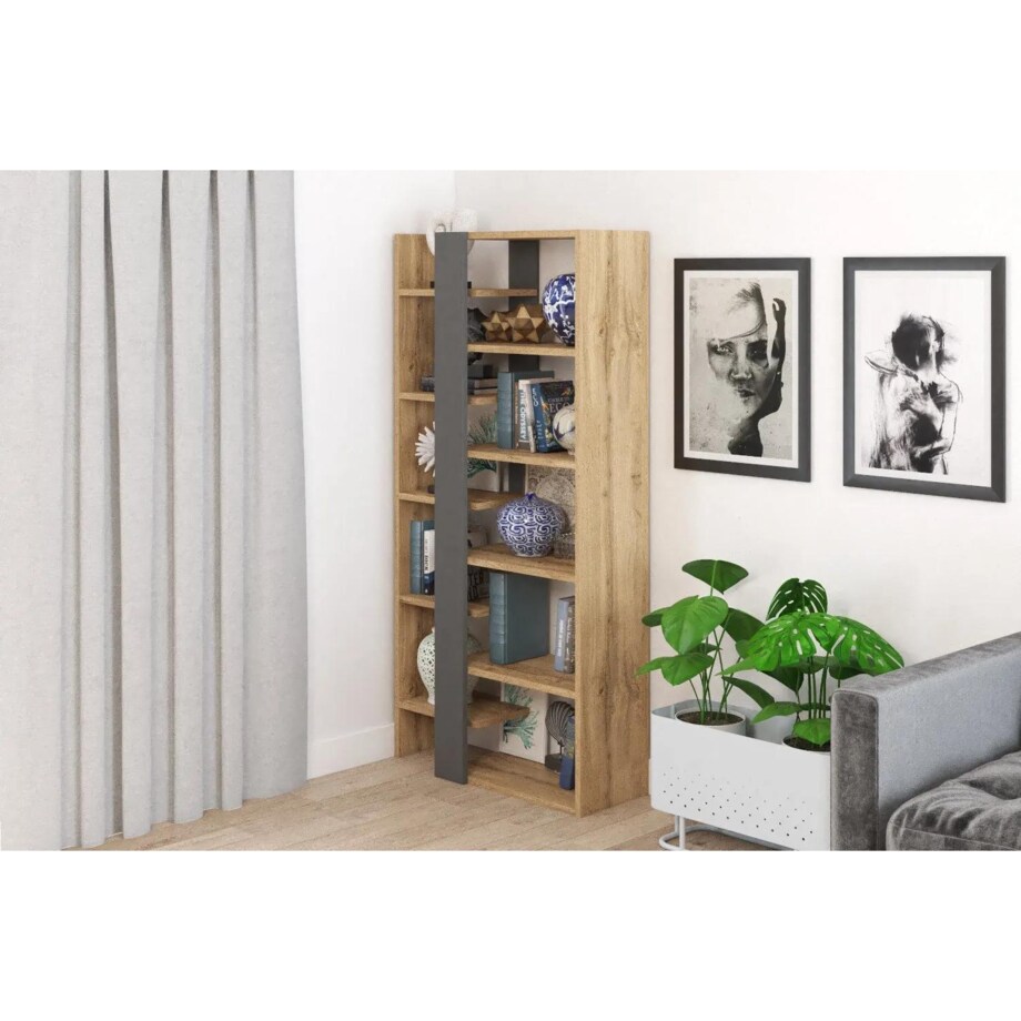 Regał na książki COMBO dąb wotan/antracyt