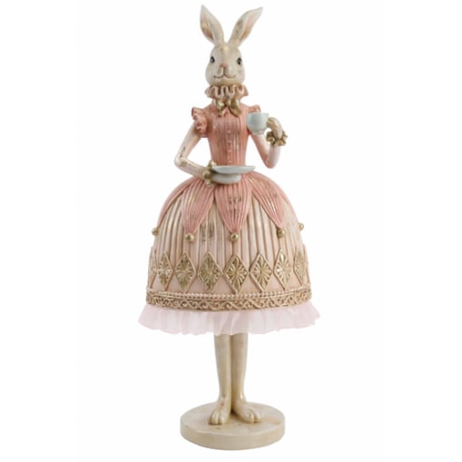 Figurka ceramiczna - króliczka z filiżanką 40,8x15,5x12 cm TYNNA-2