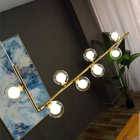 Lampa Glamour Szklane 8 Kul Gold Wisząca Złota G9