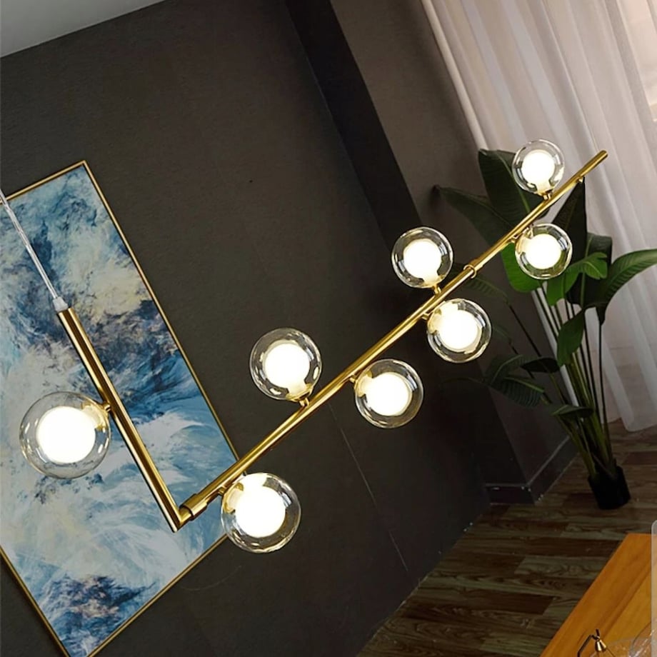 Lampa Glamour Szklane 8 Kul Gold Wisząca Złota G9