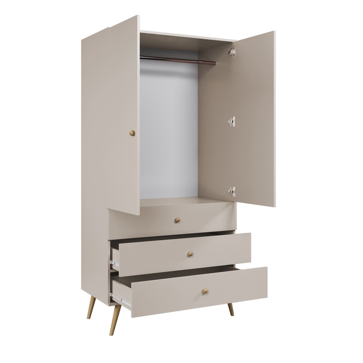 Szafa z szufladami i drążkiem w stylu Boho - Kaszmir