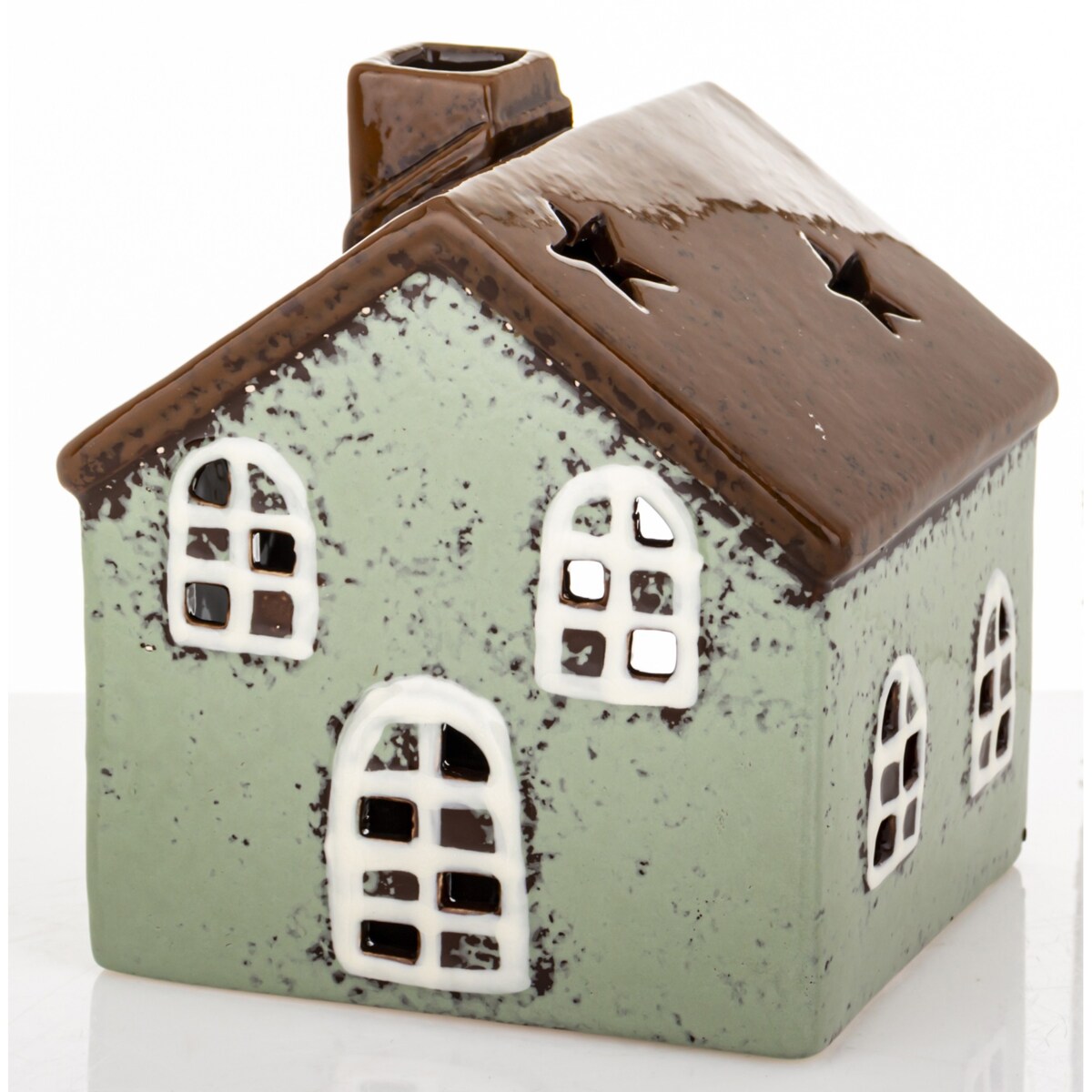 Domek kamionkowy na tea-lighty 13,x11,5x11 cm RUFI niski