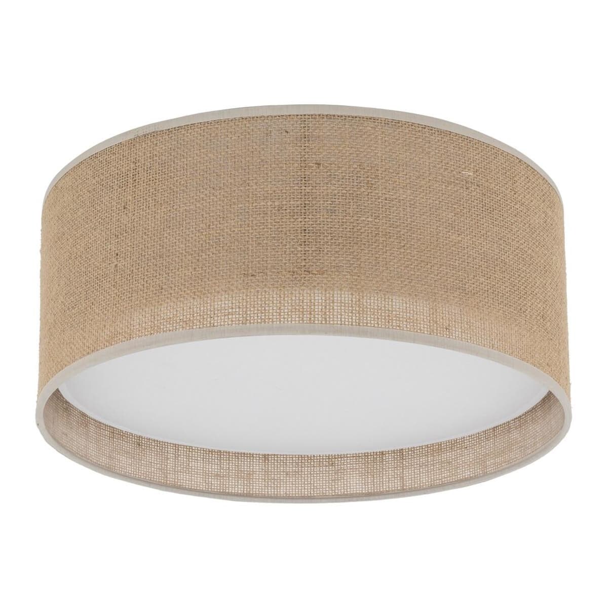 Okrągły plafon jutowy klosz Juta 5798 TK Lighting do salonu brązowy biały