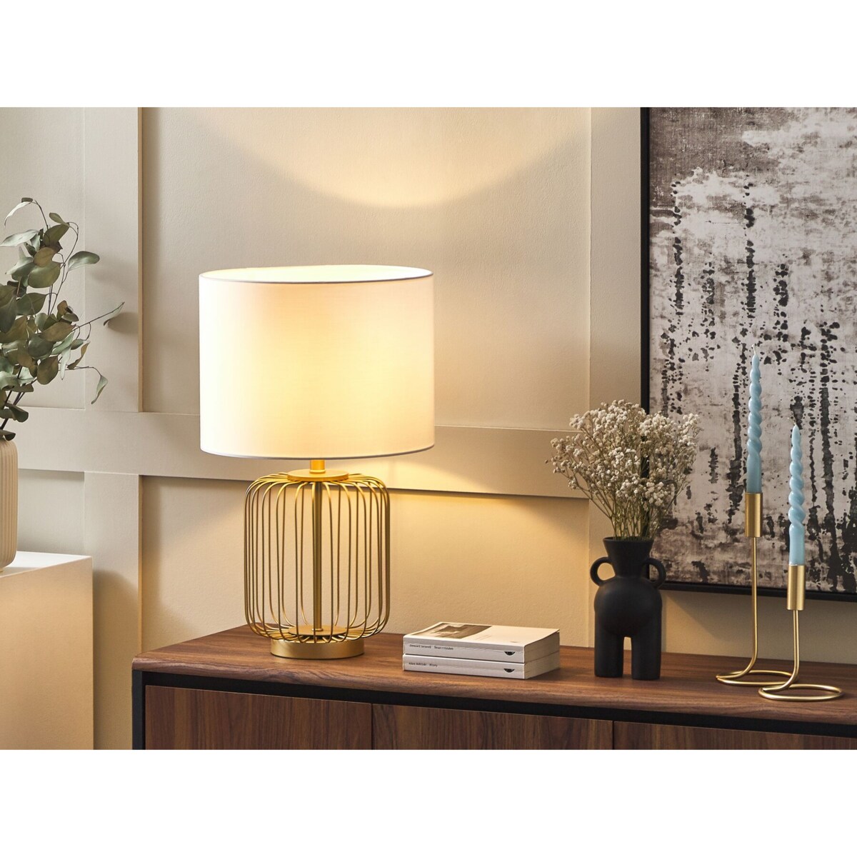 Lampa stołowa metalowa złota THOUET