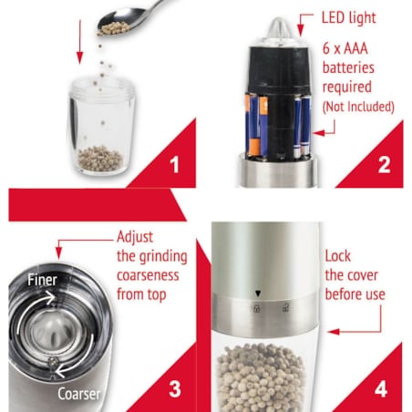 Zestaw 2 elektrycznych młynków grawitacyjnych do soli i pieprzu KLAUSBERG