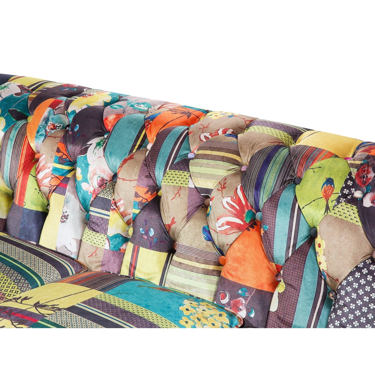 Sofa 3-osobowa patchworkowa żółta CHESTERFIELD