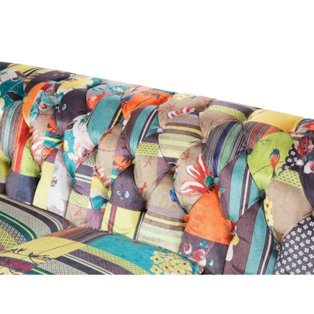 Sofa 3-osobowa patchworkowa żółta CHESTERFIELD