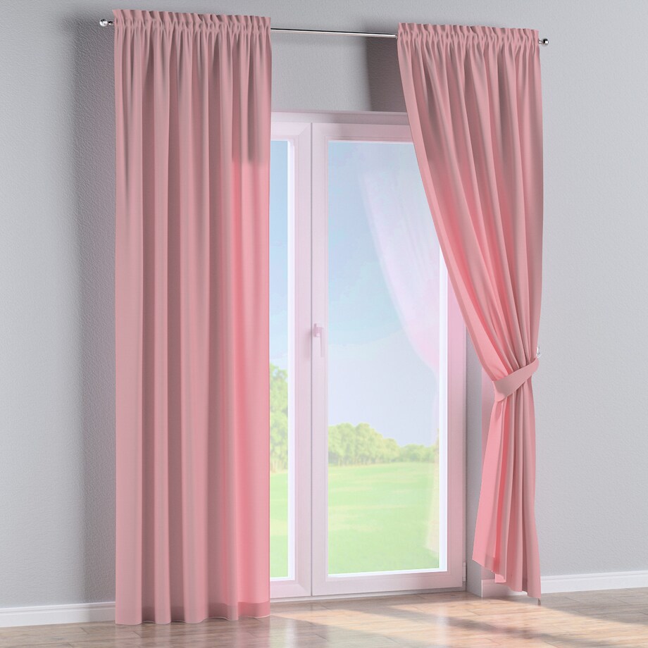 Zasłona na kanale z grzywką 1 szt. 130x260 brudny róż