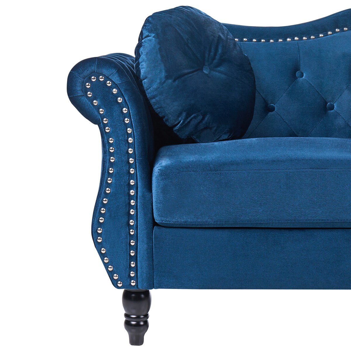 Sofa dla 3 osób SKIEN Welur Granatowy