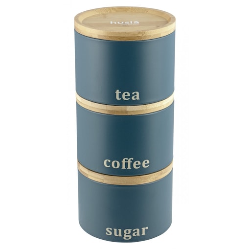 Zestaw 3 pojemników do przechowywania kawa herbata cukier HUSLA