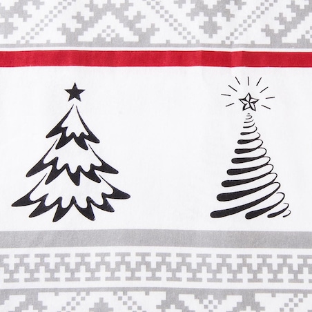 Pościel flanelowa 140x200 Selvia biała w choinki i chatki, Flanelove
