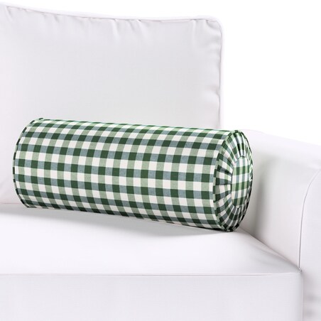 Poduszka wałek z zakładkami, zielono-biała kratka (1,5x1,5cm), Ø20 x 50 cm, Christmas