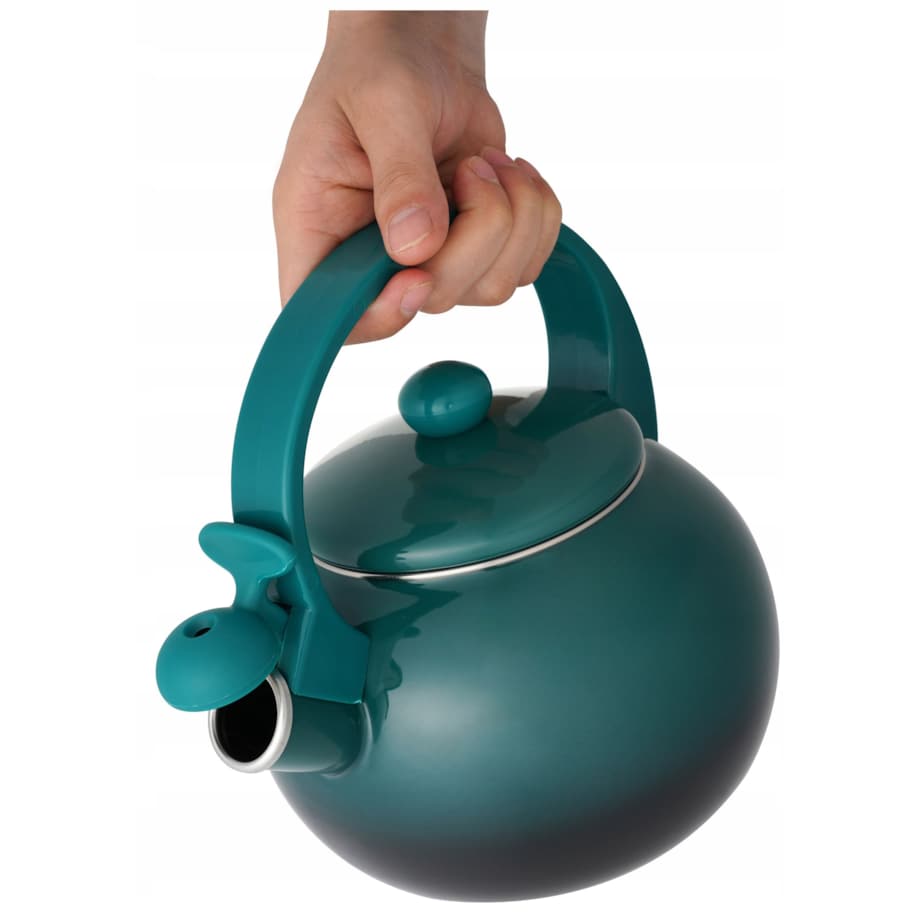 Czajnik Emaliowany Retro 2.2L Zielony Z Gwizdkiem Stal Węglowa Indukcja Gaz