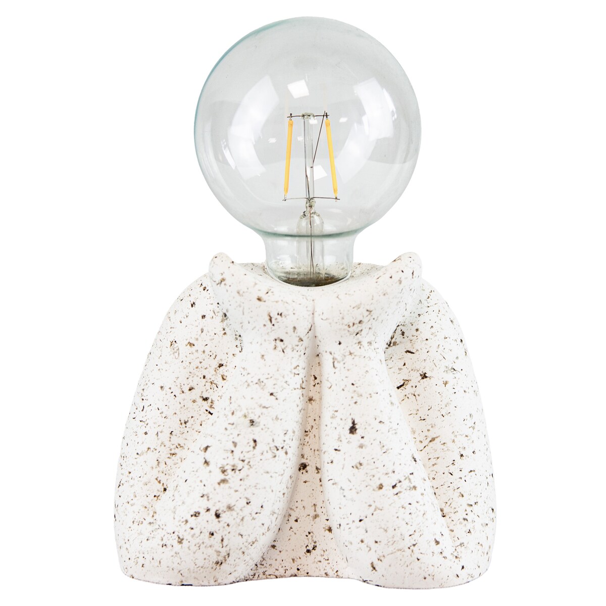 Lampka Nocna Led Stojąca Stołowa Cementowa Dekoracyjna Na Baterie Biała