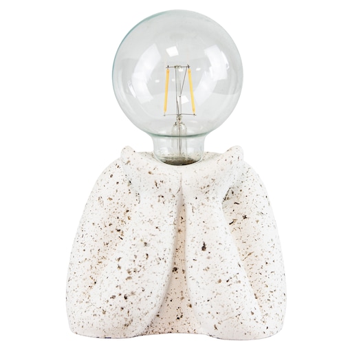 Lampka Nocna Led Stojąca Stołowa Cementowa Dekoracyjna Na Baterie Biała