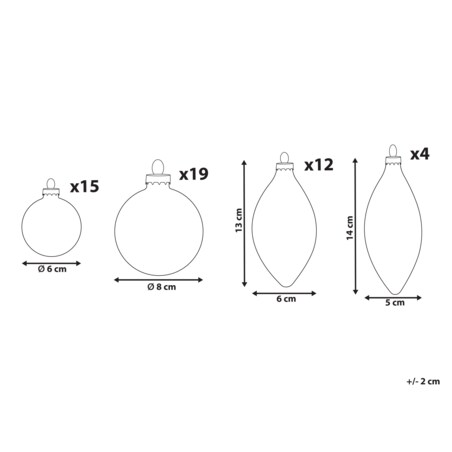 Zestaw 50 bombek SNOWFLAKE Szkło Czerwony/ biały