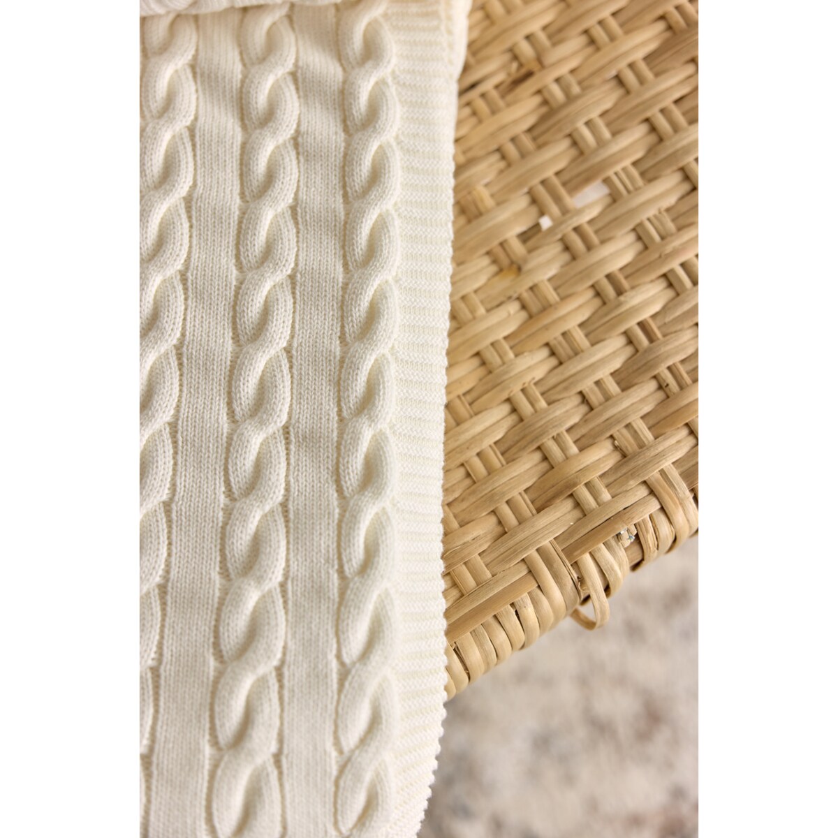 Pled warkocz off white 100% bawełna, 130 x 160 cm, La Manta