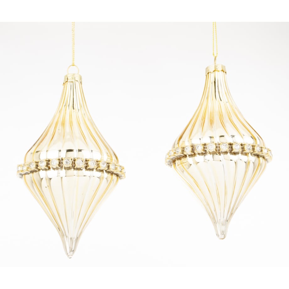 Bombka szklana 2 szt. złote 13 cm Ø 8 cm KONO