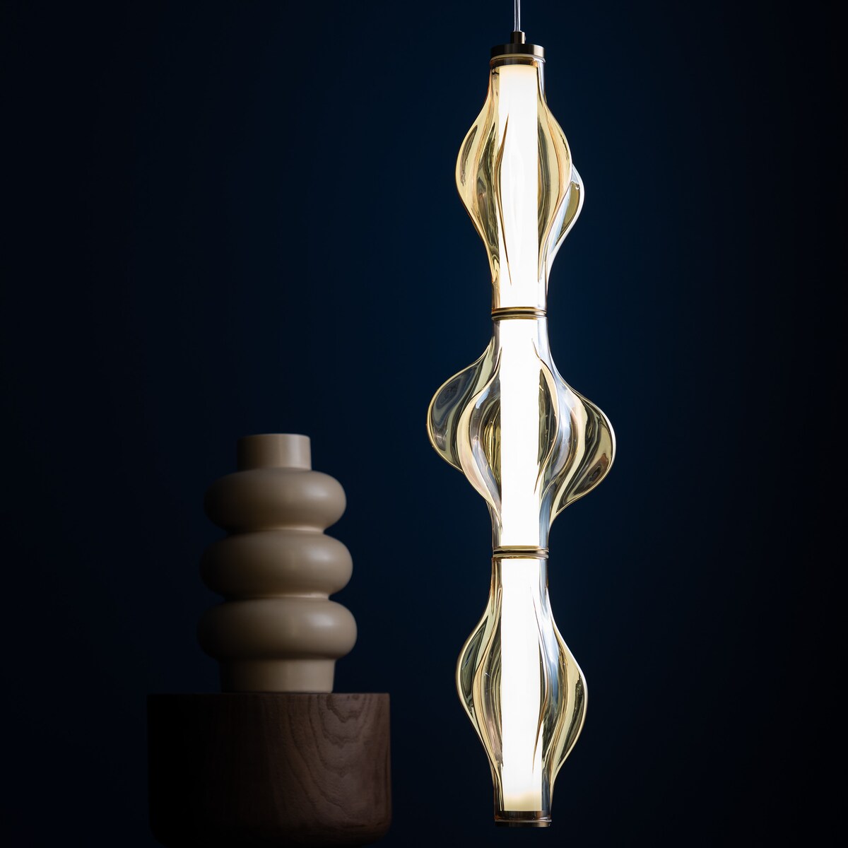 Lampa wisząca LED 22W TK Lighting ELVA Brass mosiądz bursztynowa regulowana wysokość 2616 lm 3000K