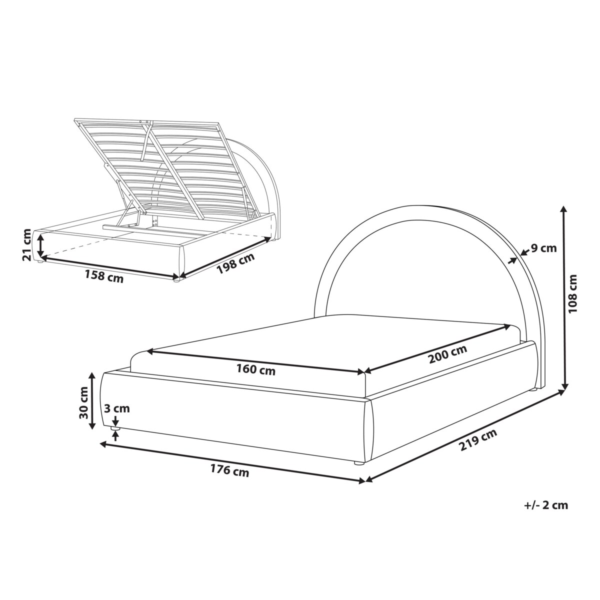 Łóżko z pojemnikiem MOUZON 160 x 200 cm Jasnobeżowy