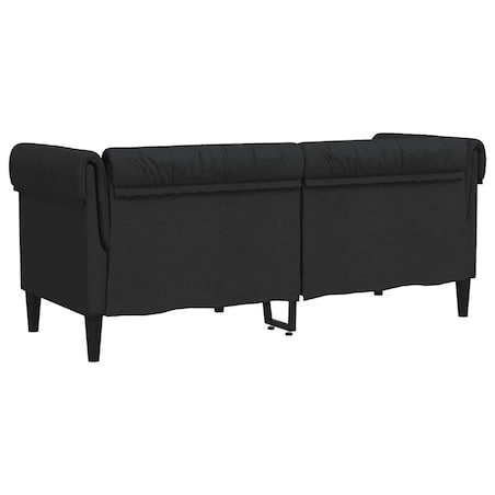 vidaXL Sofa Chesterfield, dwuosobowa, czarna, obita tkaniną