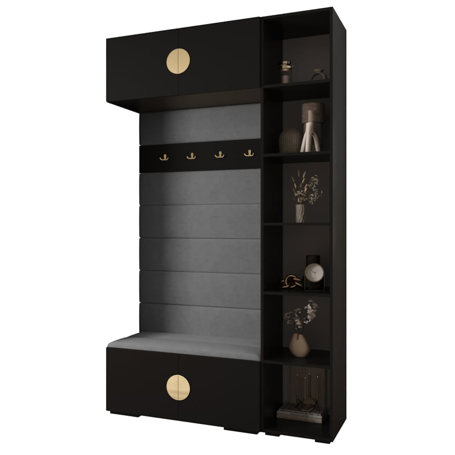 Garderoba do przedpokoju INOVA 4 Z20 czarny+złoty+manila16