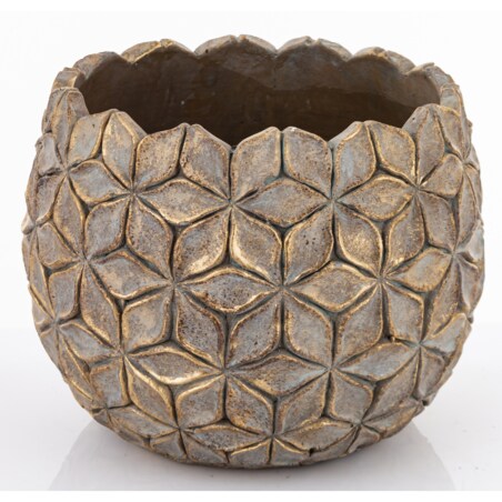 Osłonka cementowa 18,5x22x22 cm ASCONA złota