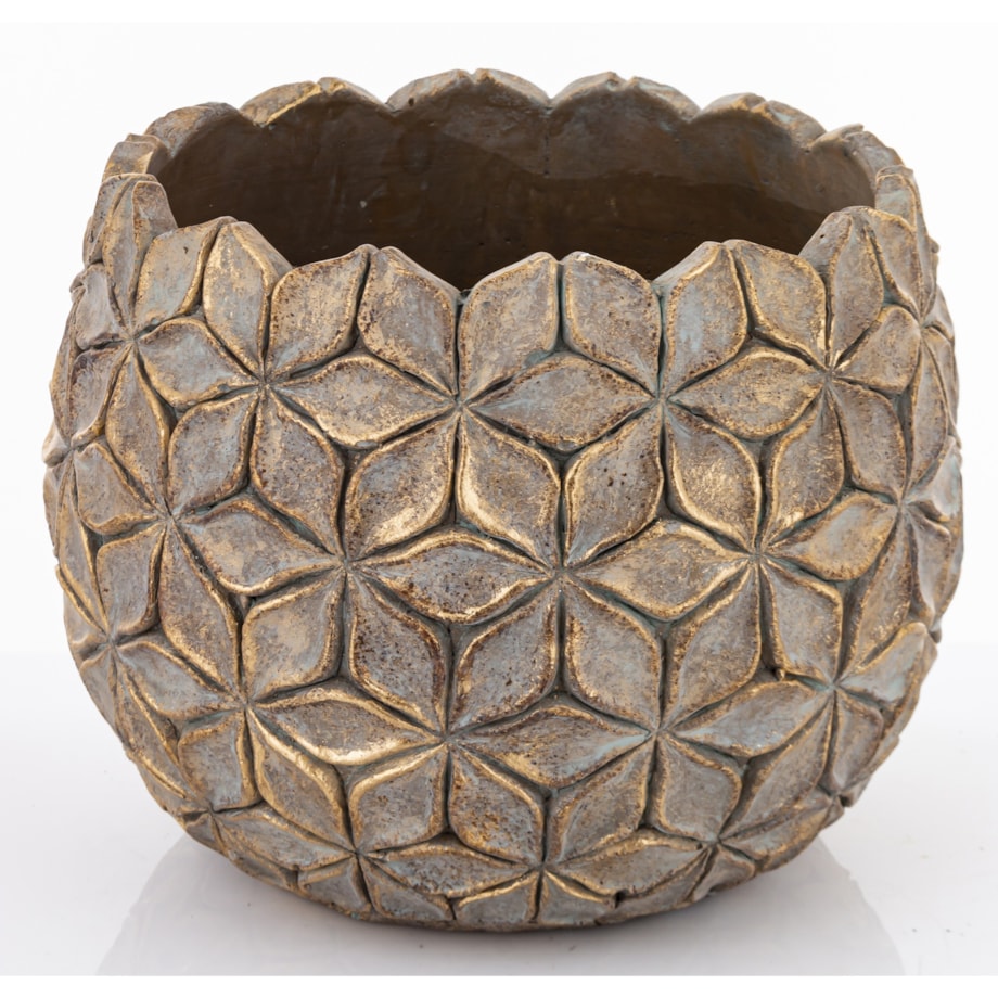 Osłonka cementowa 18,5x22x22 cm ASCONA złota