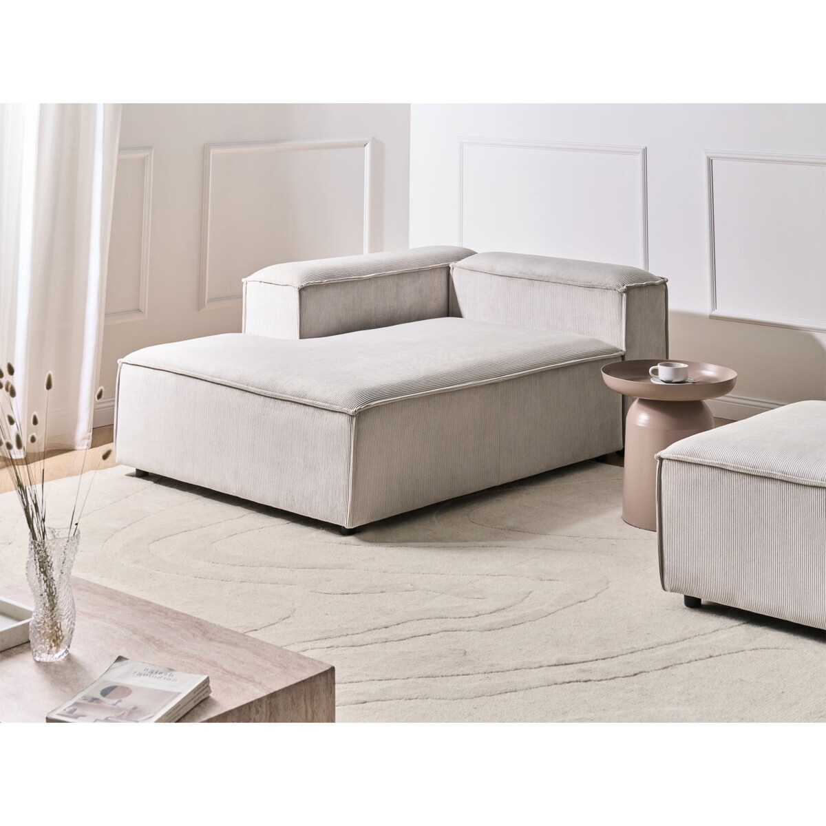 Szezlong prawostronny ARDAL Sztruks Beżowoszary