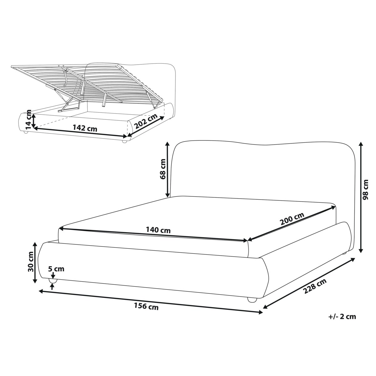 Łóżko z pojemnikiem BLAGNAC 140 x 200 cm Błękitny