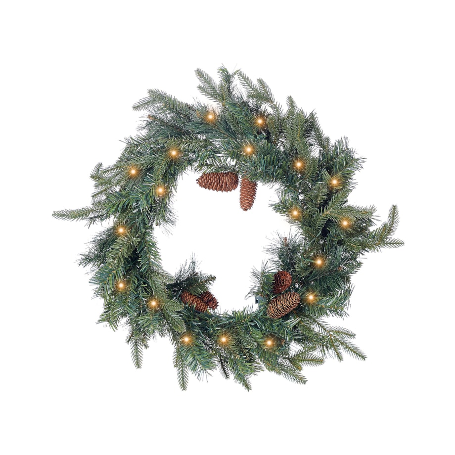 Wianek świąteczny ze światełkami 60 cm zielony KAMERUN