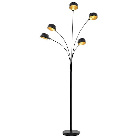 vidaXL Lampa stojąca, 200 cm, 5 x E14, czarno-złota