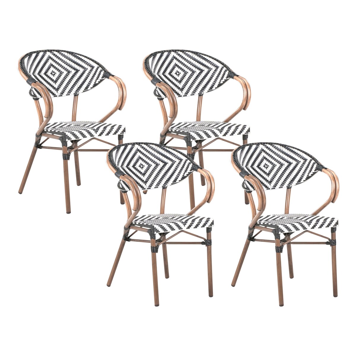 Zestaw ogrodowy dla 4 osób RIFREDDO Technorattan Czarny/ biały