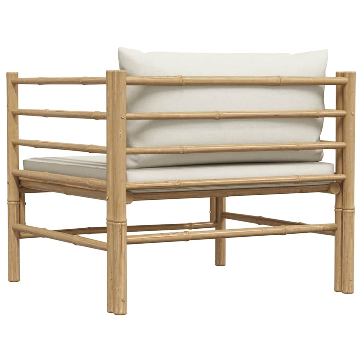 vidaXL Sofa ogrodowa, śmietankowe poduszki, bambus