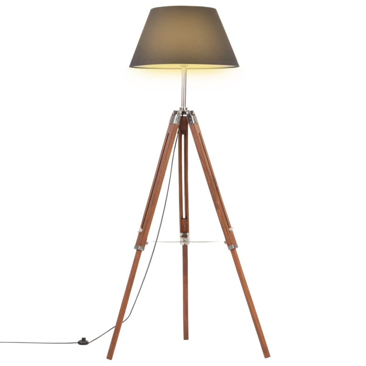 vidaXL Lampa podłogowa na trójnogu, brązowo-czarna, tek, 141 cm