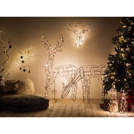 Zestaw 2 dekoracji świątecznych LED NEIDEN Choinka 52/38 cm Srebrny