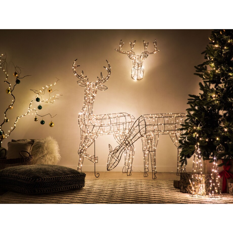 Zestaw 2 dekoracji świątecznych LED NEIDEN Choinka 52/38 cm Srebrny