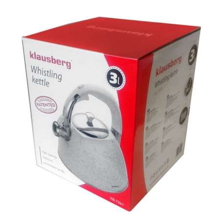 Czajnik stalowy z gwizdkiem biały marmurek 3L indukcja KLAUSBERG