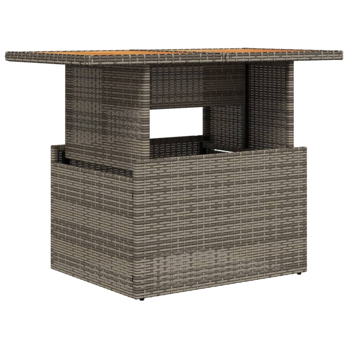 vidaXL Stół ogrodowy, szary 100x55x73 cm, polirattan i drewno akacjowe