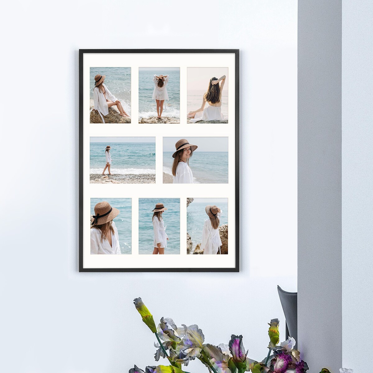 Ramka na zdjęcia 8 zdjęć 13x18 i 15x21 cm rama czarna foto galeria 50x70 cm FRAMAI®