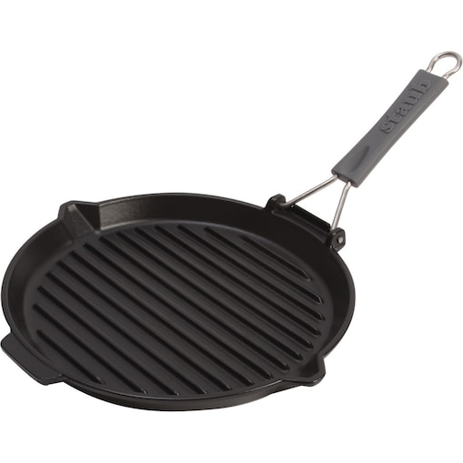 STAUB Okrągła patelnia żeliwna grillowa 27 cm, czarny